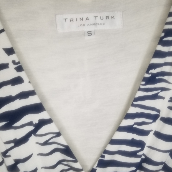 Trina Turk Silk V Neck Animal Print Cover Up Top - Picture 5 of 6